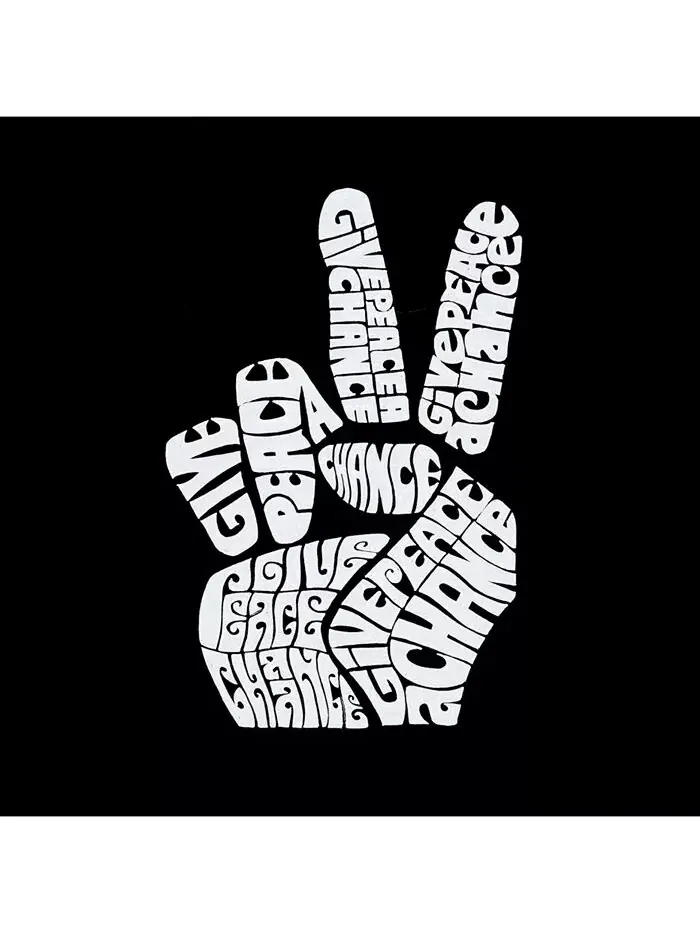 Мужская толстовка с круглым вырезом Word Art Peace Fingers LA Pop Art — изображение 2 из 2, черный