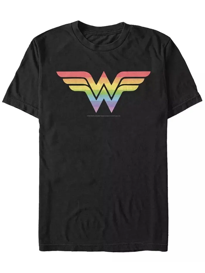 Мужская футболка с коротким рукавом Wonder Woman Wonder Rainbow Fifth Sun — изображение 1 из 1, черный