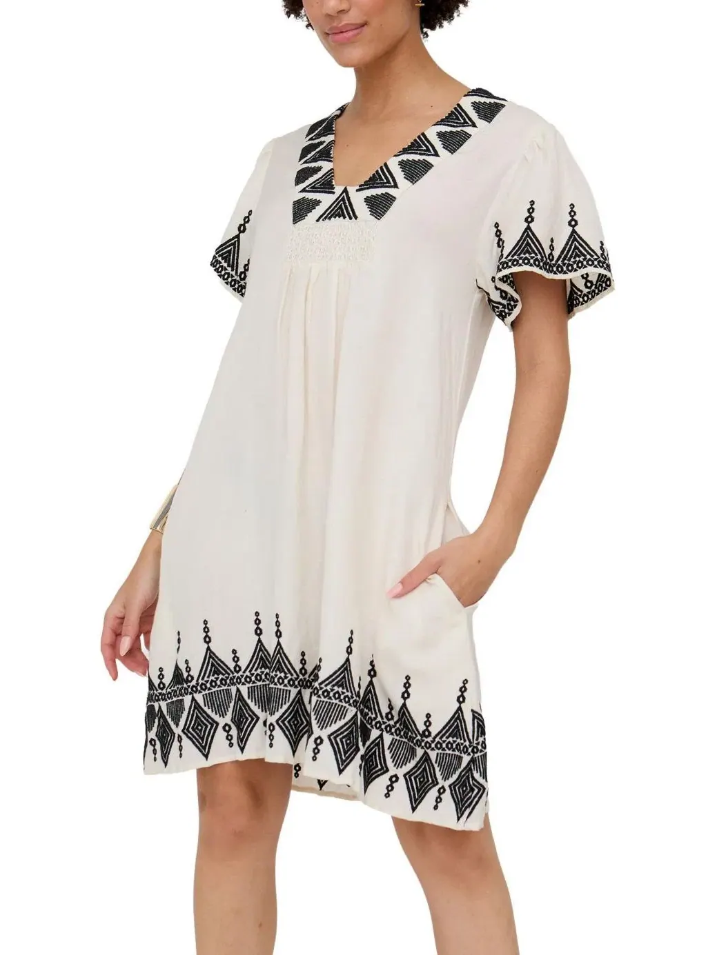 Платье мини с вышивкой Liberty V-Neck Raffya