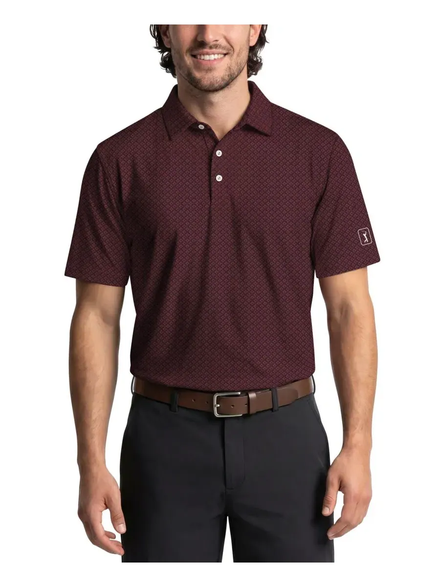 Мужское поло с геометрическим принтом Essential Geo Printed PGA TOUR