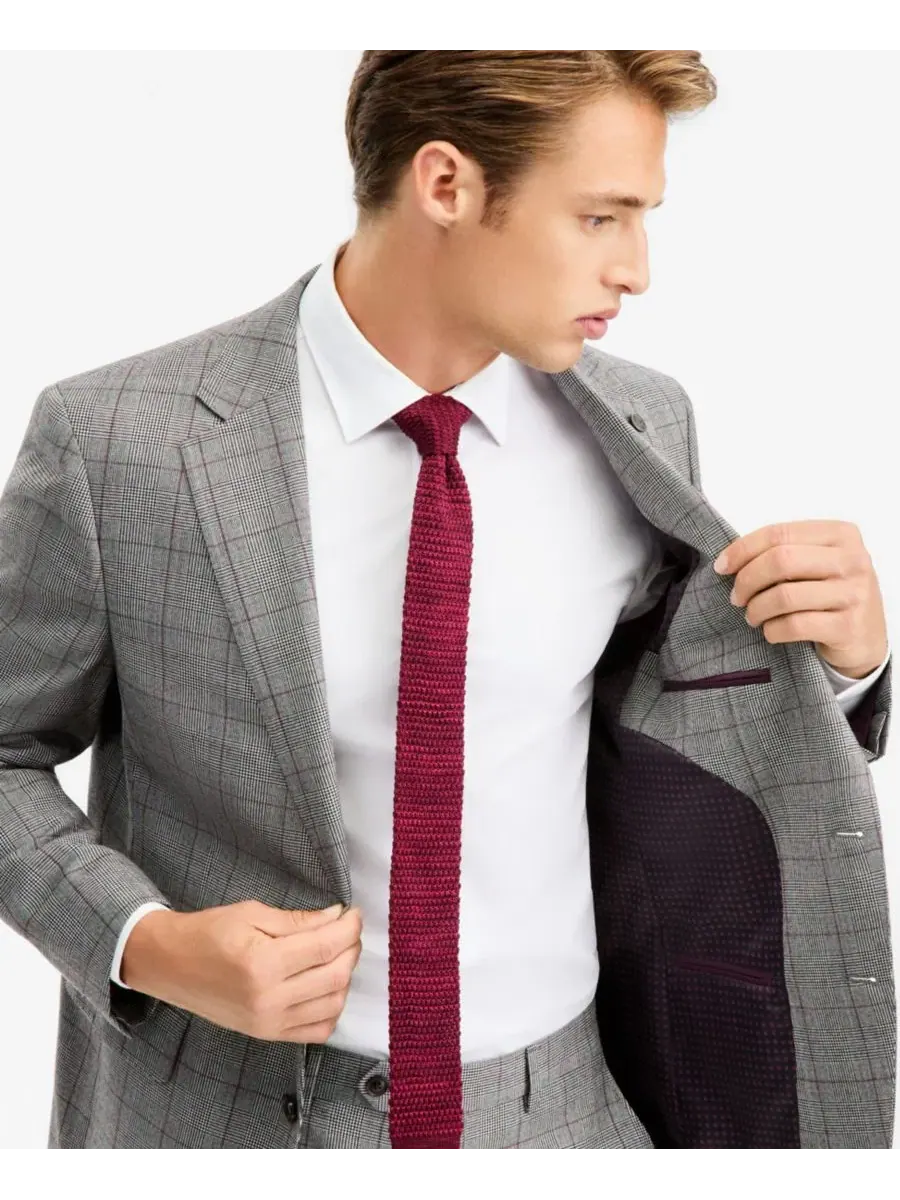 Костюм-тройка мужской в клетку с приталенным кроем Ted Baker — изображение 4 из 4, серый