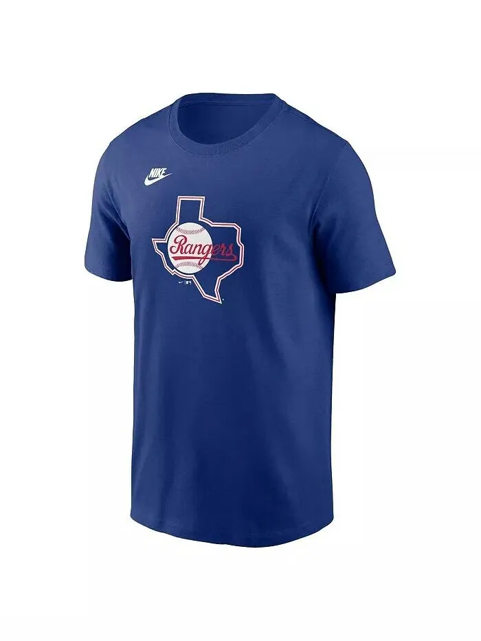 Мужская футболка с логотипом команды Royal Texas Rangers Cooperstown Collection Nike — изображение 2 из 3, королевский