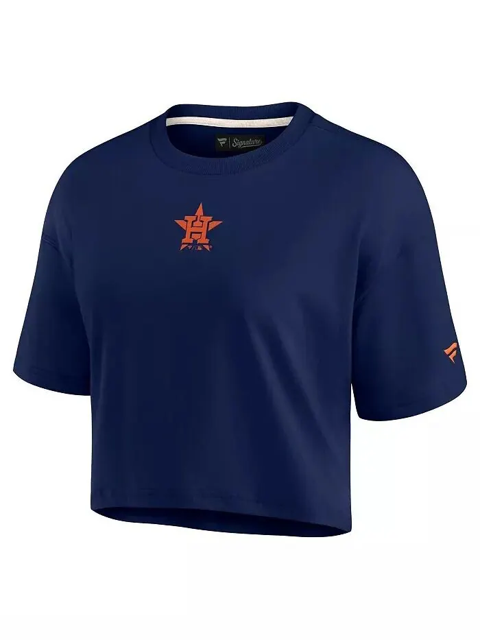 Женская темно-синяя укороченная футболка супермягкого силуэта Houston Astros Elements Fanatics — изображение 3 из 3