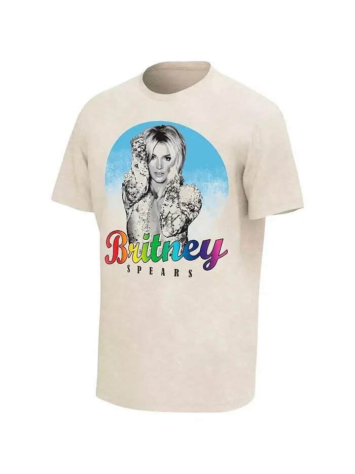 Мужская овсяная футболка с логотипом Britney Spears Rainbow Philcos — изображение 2 из 3, овсяный