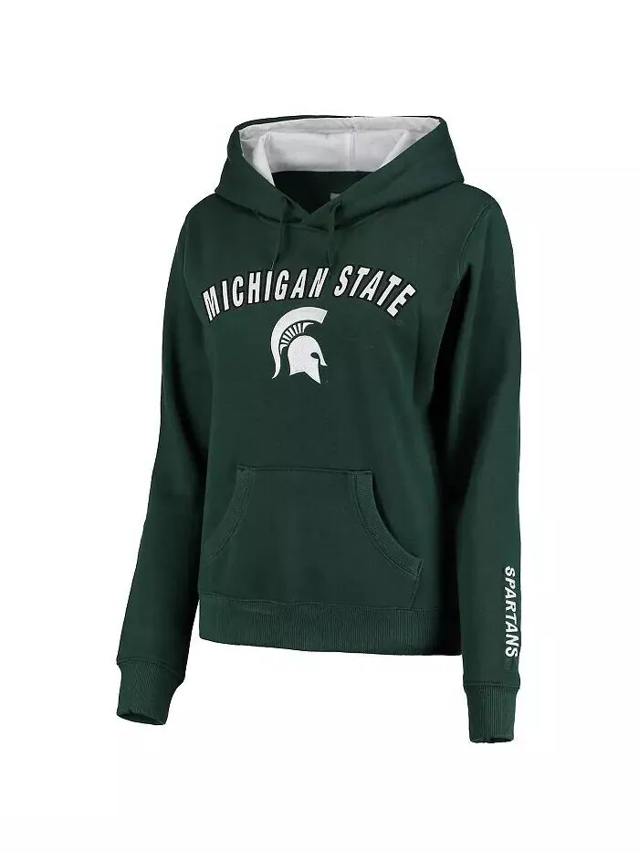 Женский зеленый пуловер с капюшоном Michigan State Spartans Arch и Logo 1 Colosseum — изображение 1 из 3