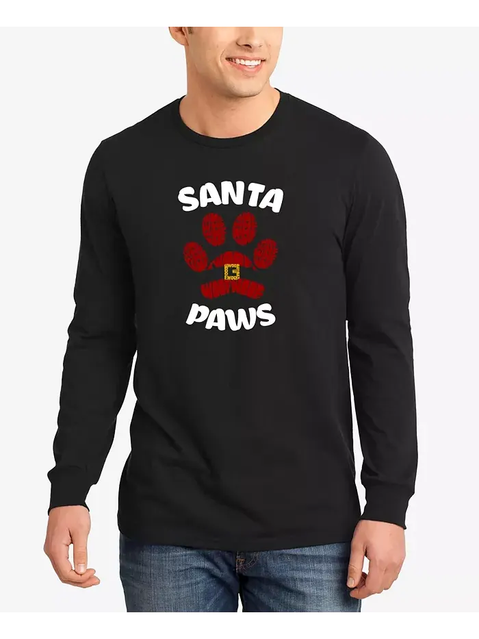 Мужская футболка с длинным рукавом Santa Paws Word Art LA Pop Art — изображение 1 из 3, черный