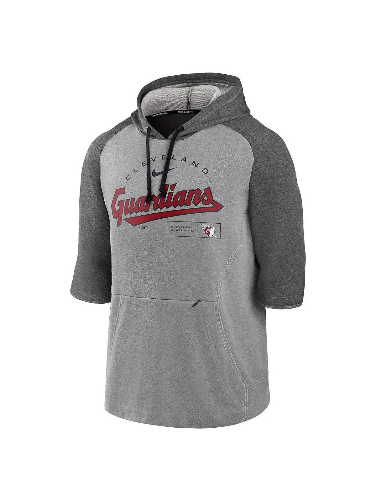 Мужская меланжевая угольно-серая меланжевая толстовка с капюшоном cleveland guardians team modern — изображение 2 из 3