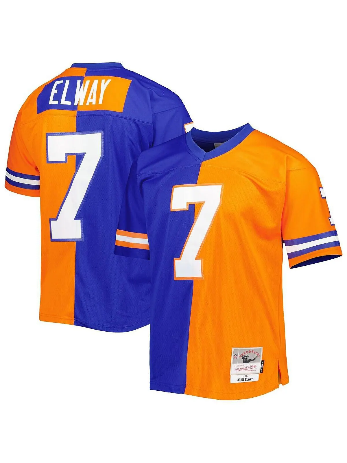 Мужская футболка john elway royal, orange denver broncos 1990 split legacy, копия джерси Mitchell & — изображение 1 из 2