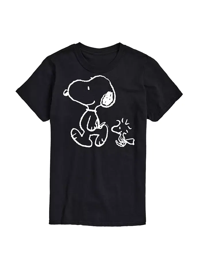 Мужская футболка с коротким рукавом Peanuts Snoopy и Woodstock Walk AIRWAVES — изображение 1 из 3, черный