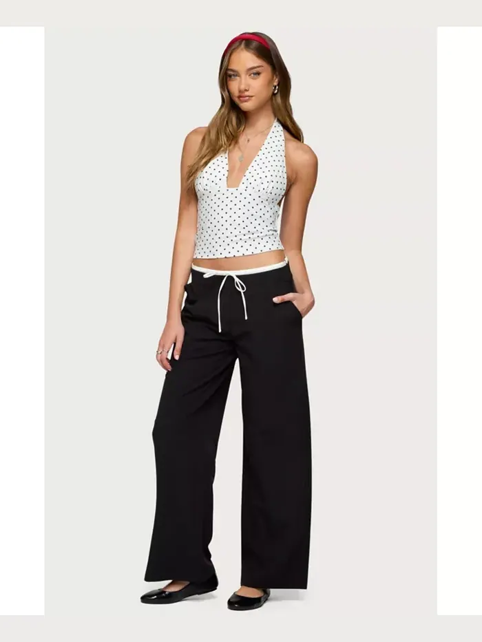 Женский топ Blaire Polka Dot Halter Edikted — изображение 2 из 5, белый--черный