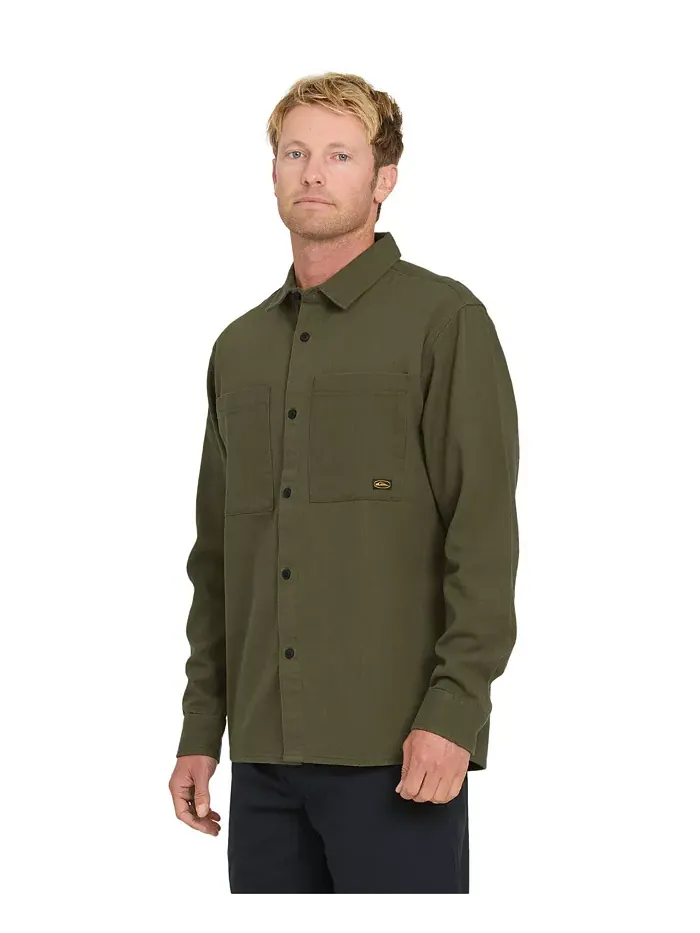 Мужская рубашка Heron с длинными рукавами Quiksilver — изображение 3 из 5, зеленый