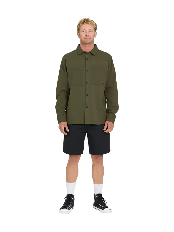 Мужская рубашка Heron с длинными рукавами Quiksilver — изображение 4 из 5, зеленый
