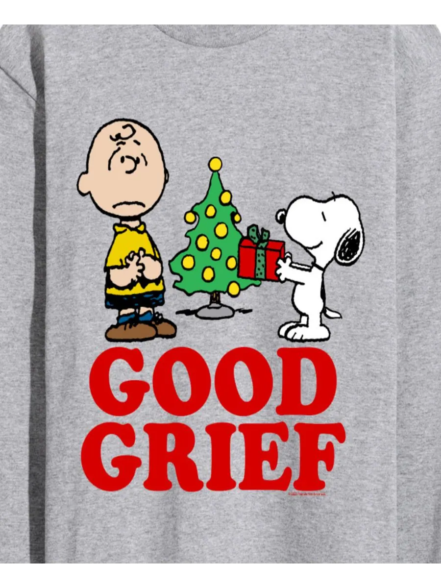 Мужская футболка с длинными рукавами с графическим принтом "Peanuts Good Grief Charlie and Snoopy — изображение 3 из 3
