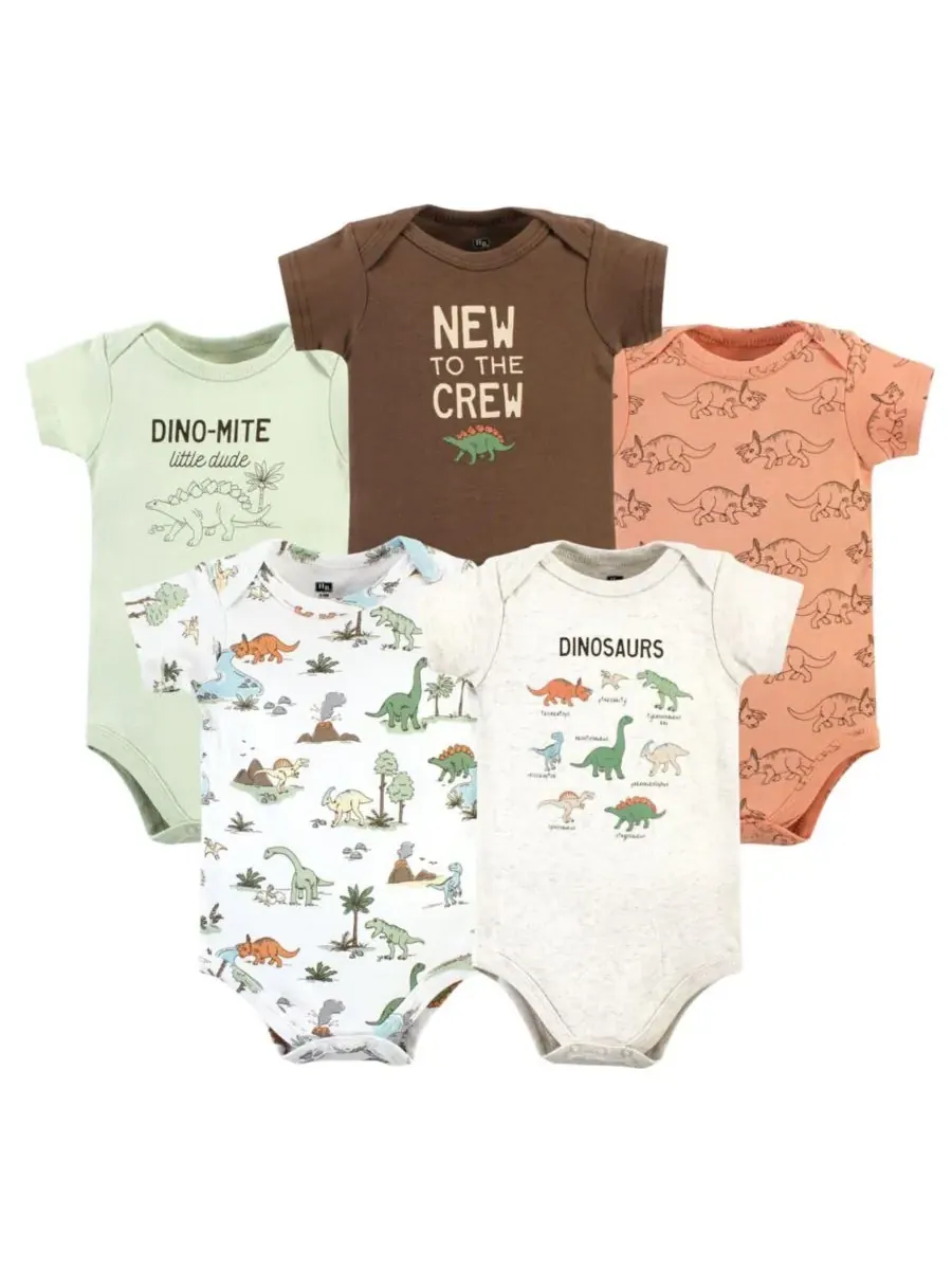 Комплект из пяти хлопковых комбинезонов-боди Hudson Baby, Dinosaur Adventures 5-Pack — изображение 1 из 7