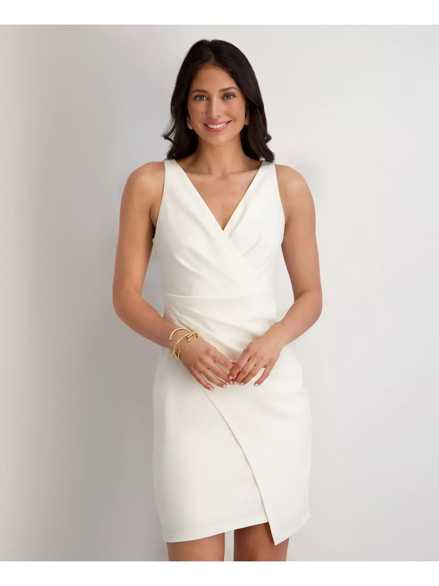 Платье Siena Origami-Pleat Sleeveless — изображение 3 из 4, белый