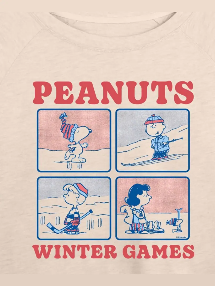 Футболка-пуловер с надписью "Зимние игры Peanuts" больших размеров Hybrid Apparel — изображение 2 из 3, березовый