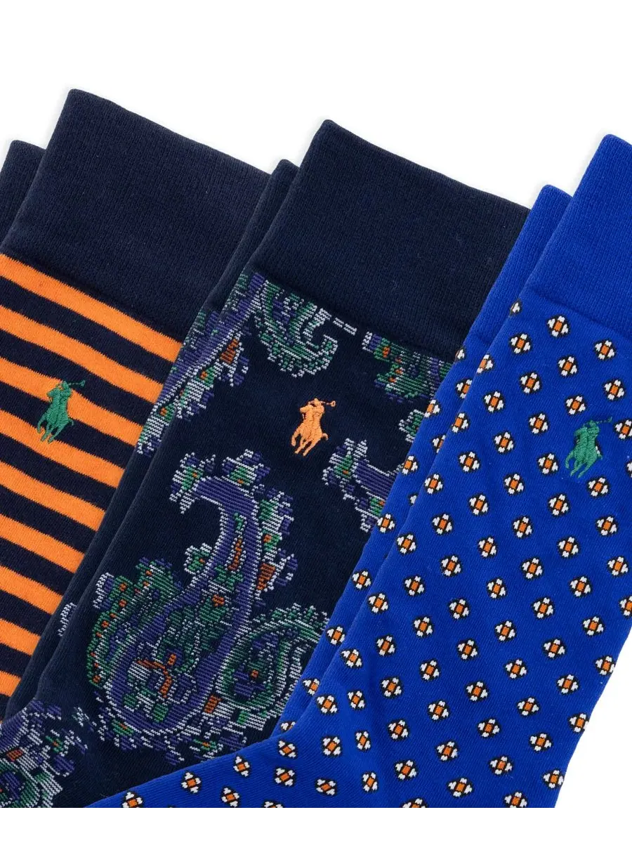 Мужские носки с принтом, комплект из 3 пар Polo Ralph Lauren — изображение 2 из 3, королевский
