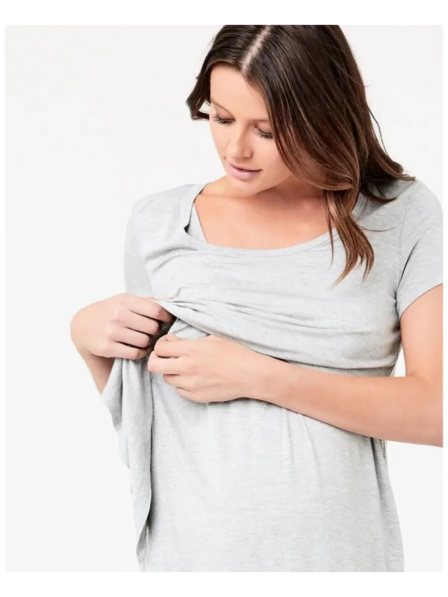 Футболка для беременных и кормящих мам Lara Ripe Maternity, серебро marle — изображение 4 из 7, серебристый