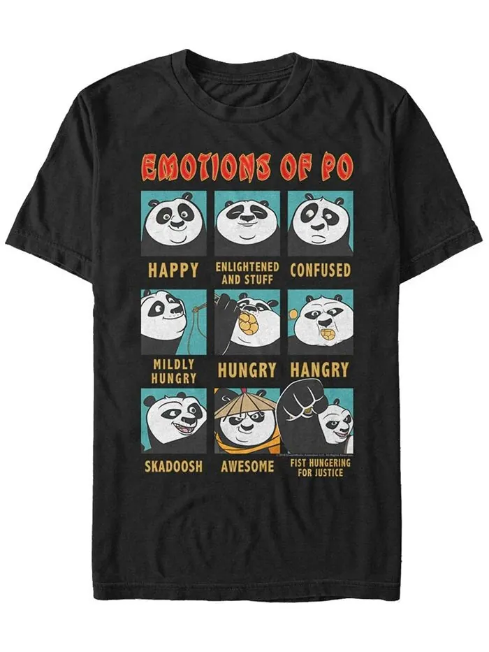 Мужская футболка с короткими рукавами Kung Fu Panda Emotions of Po Fifth Sun — изображение 1 из 1, черный