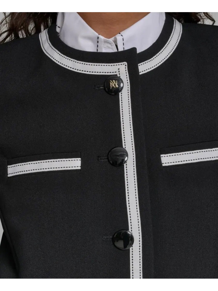 Женская укороченная куртка с круглым вырезом в обрамлении KARL LAGERFELD PARIS — изображение 4 из 6, черный