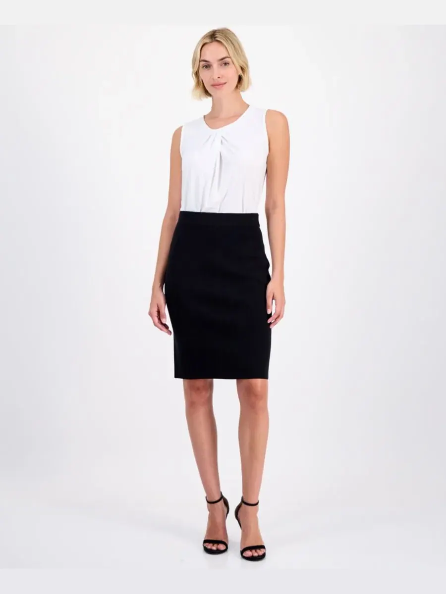 Юбка-карандаш из трикотажа Anne Klein — изображение 4 из 4, черный