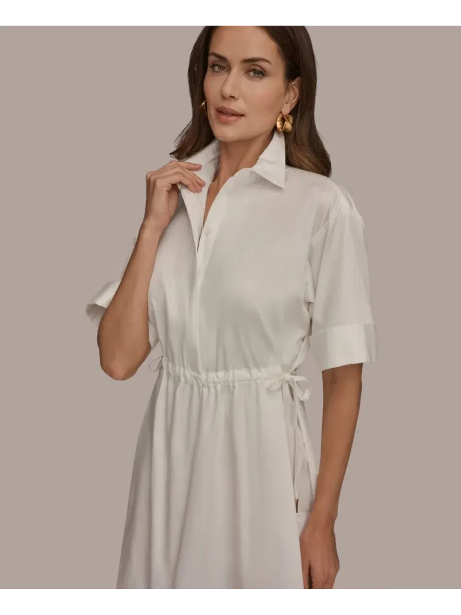 Женское платье с воротником и завязками на талии Donna Karan Weekend — изображение 2 из 5, бежевый