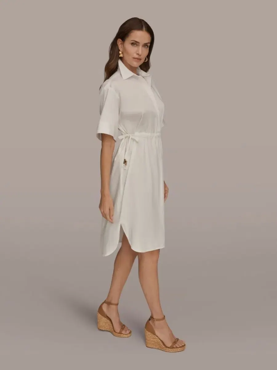 Женское платье с воротником и завязками на талии Donna Karan Weekend — изображение 3 из 5, бежевый