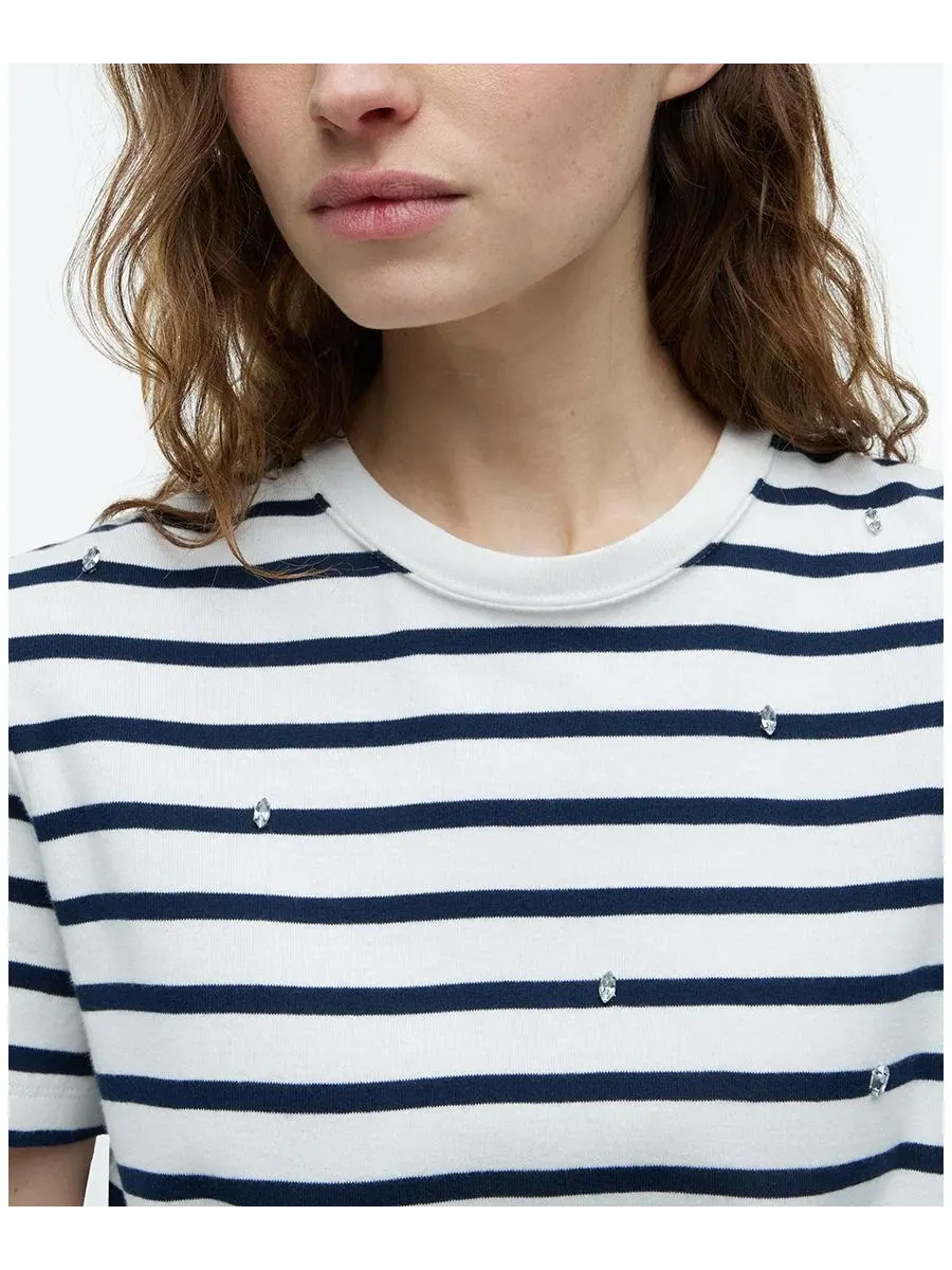 Женская ребристая футболка с круглым вырезом Tommy Hilfiger — изображение 3 из 4, темный темно-синий