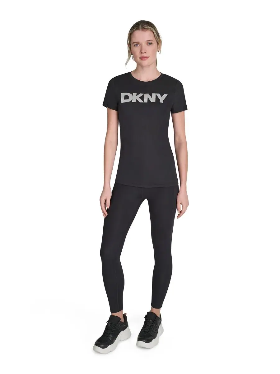 Женская футболка с фольгированным логотипом Dkny Sport — изображение 2 из 5, черный