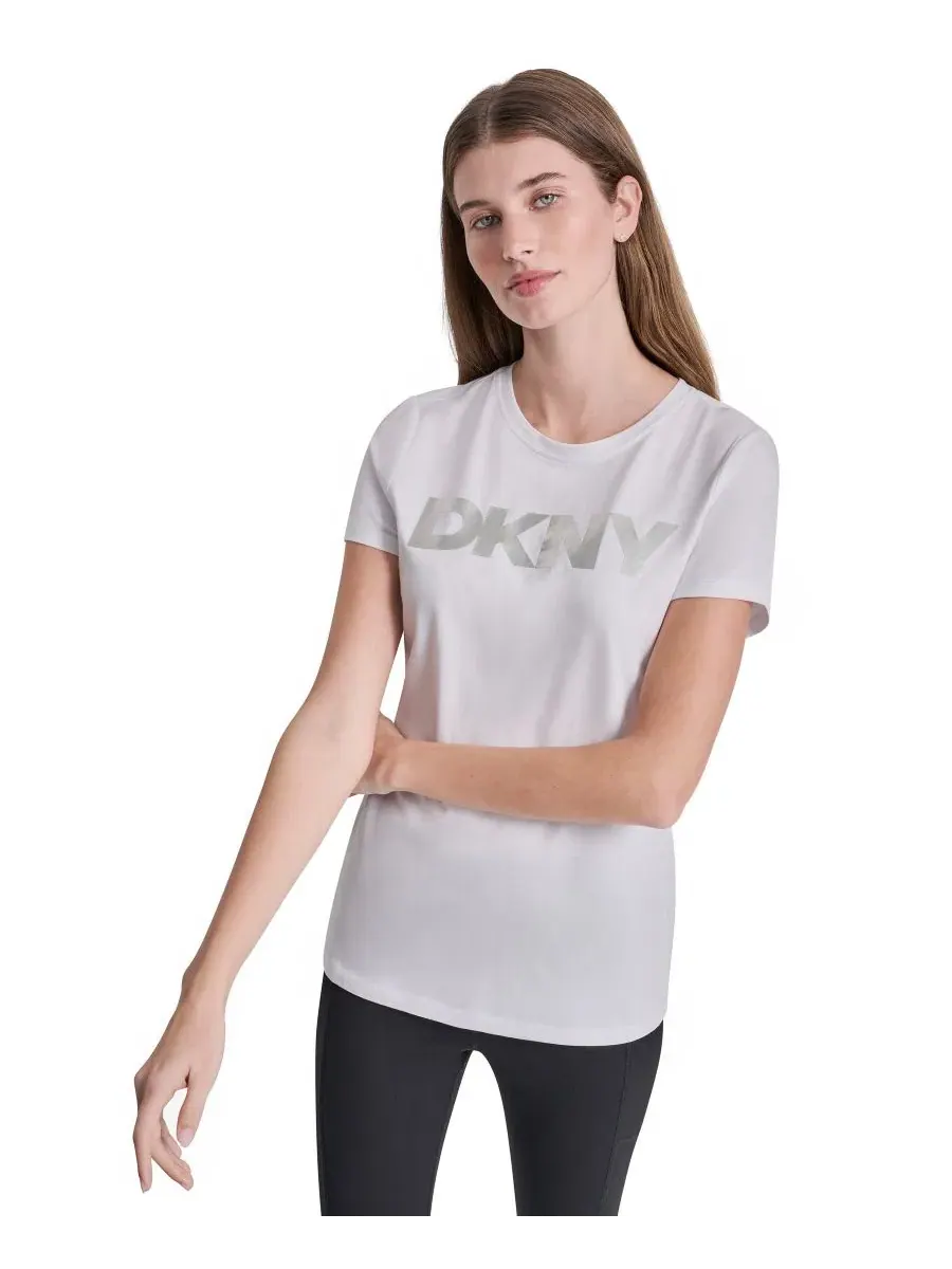 Женская футболка с фольгированным логотипом Dkny Sport