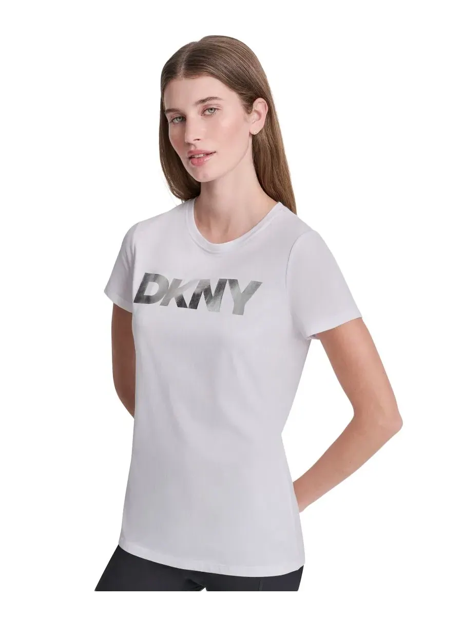 Женская футболка с фольгированным логотипом Dkny Sport — изображение 3 из 5, белый