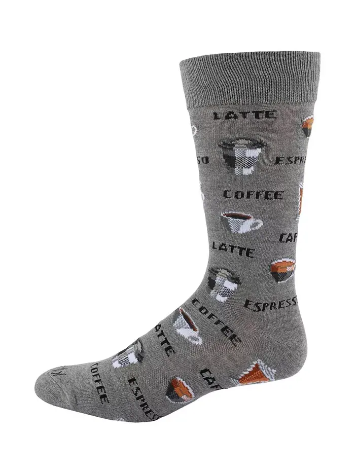Мужские носки с принтом Coffee Time Novelty MeMoi — изображение 1 из 4, серый