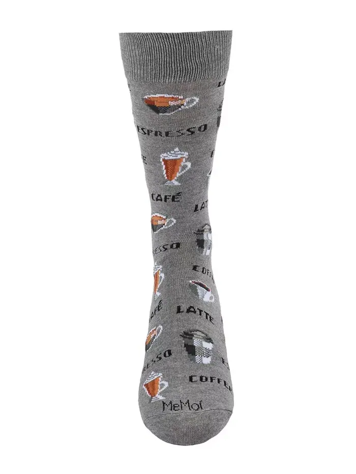 Мужские носки с принтом Coffee Time Novelty MeMoi — изображение 2 из 4, серый