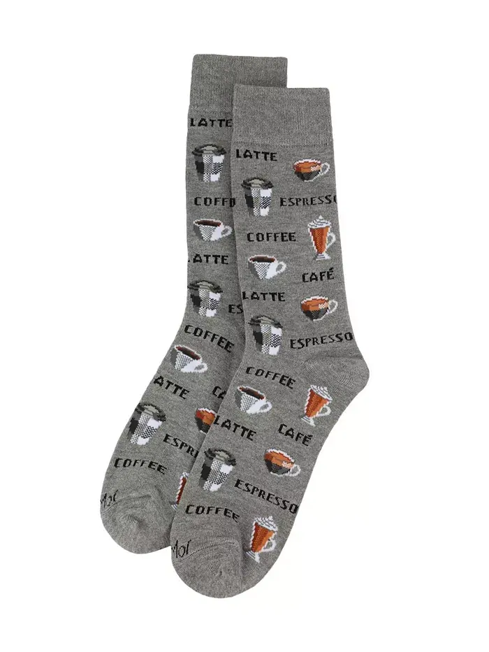 Мужские носки с принтом Coffee Time Novelty MeMoi — изображение 3 из 4, серый