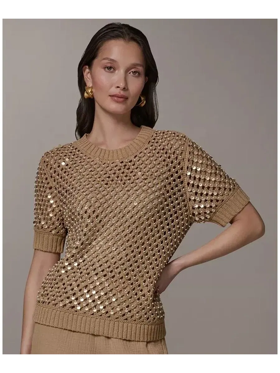 Женский свитер с воротником-стойкой и игольчатой строчкой Donna Karan Weekend