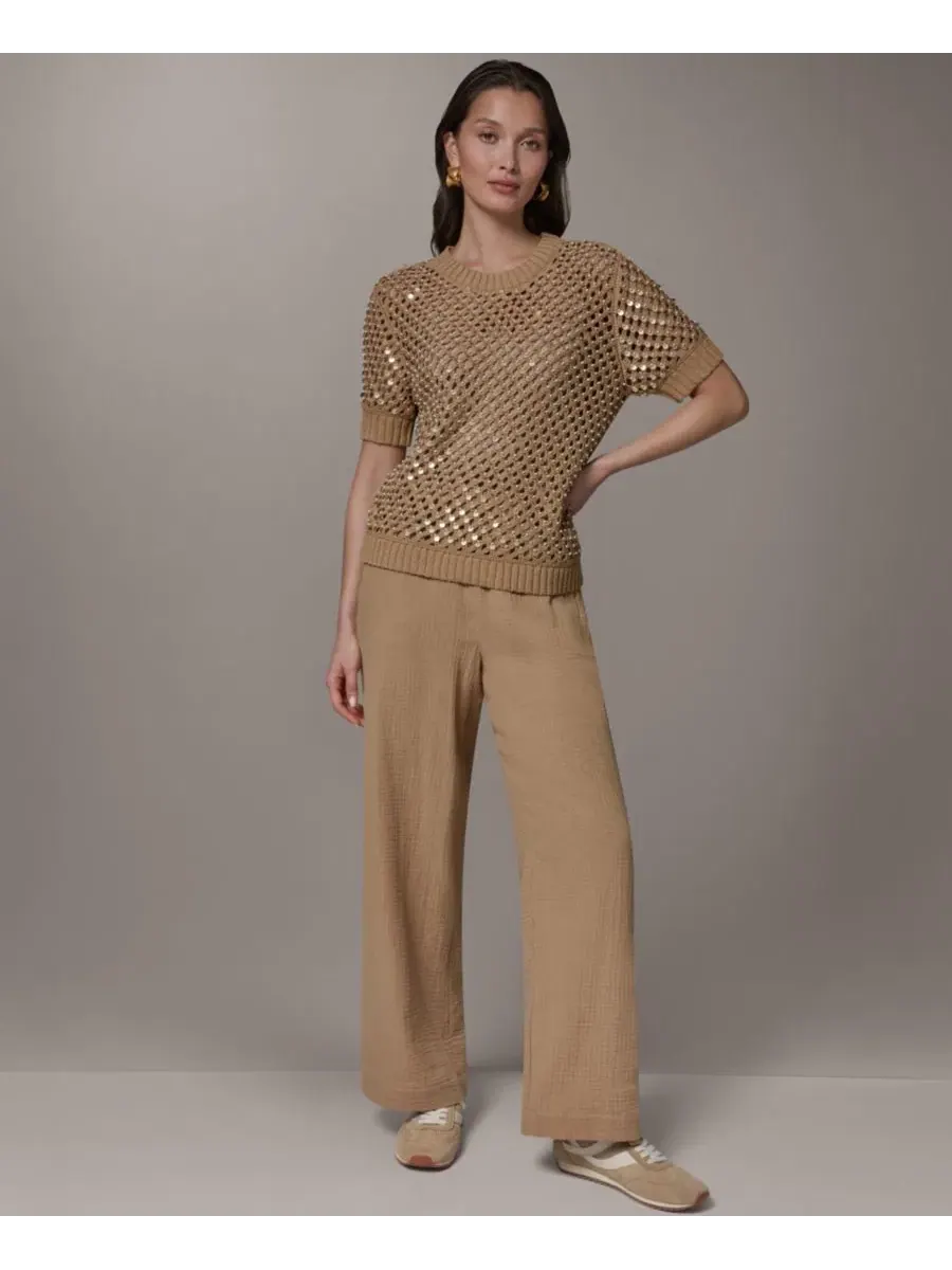 Женский свитер с воротником-стойкой и игольчатой строчкой Donna Karan Weekend — изображение 2 из 10, олененок