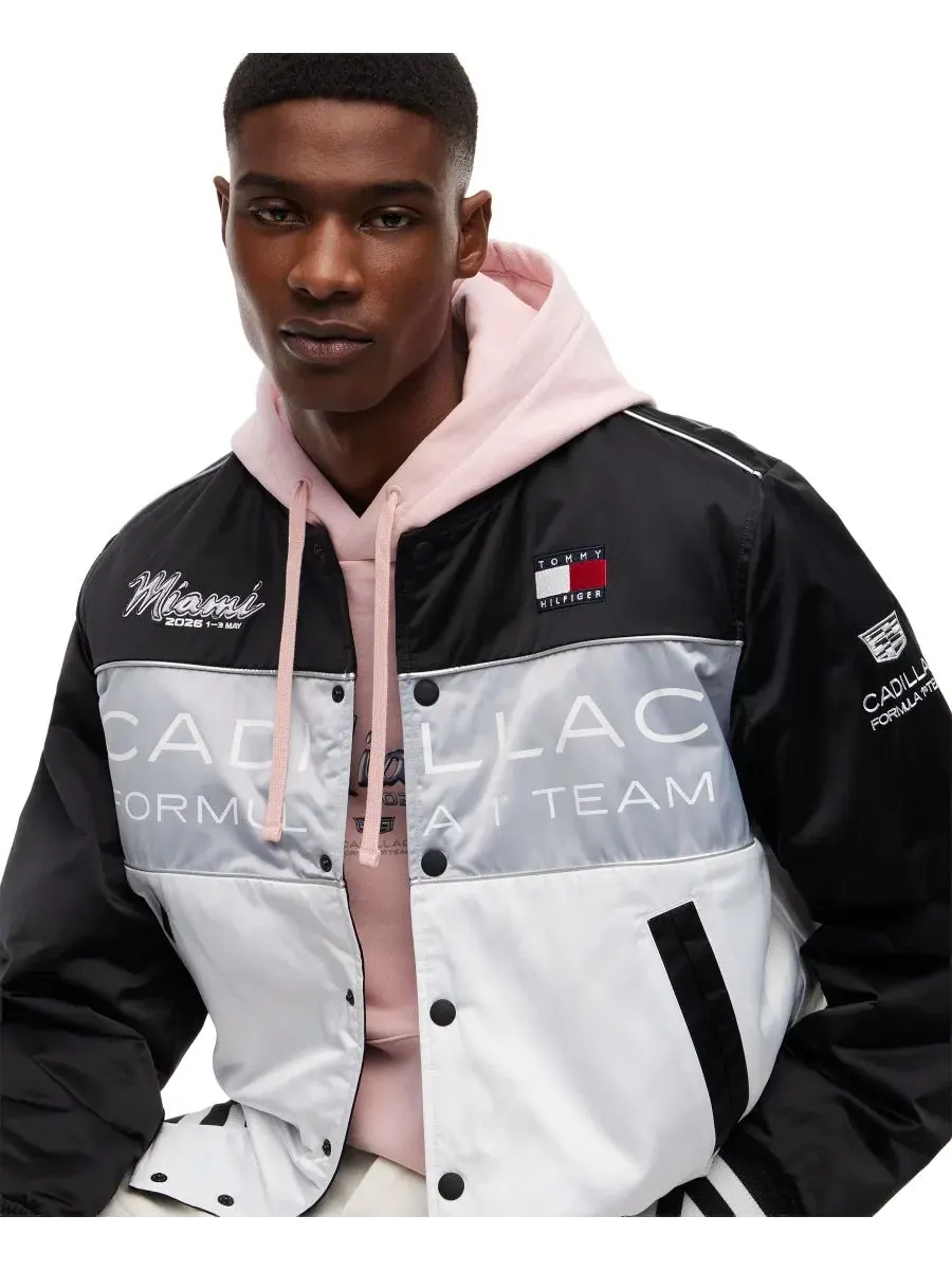 Мужская куртка Cadillac F1 Miami Varsity Jacket Tommy Hilfiger — изображение 3 из 4, белый/черный