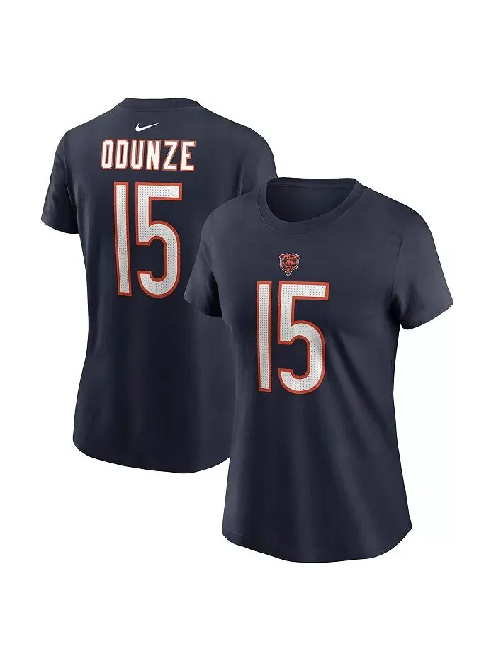 Женская футболка Rome Odunze Navy Chicago Bears 2024 NFL Draft Name Number Nike — изображение 1 из 3
