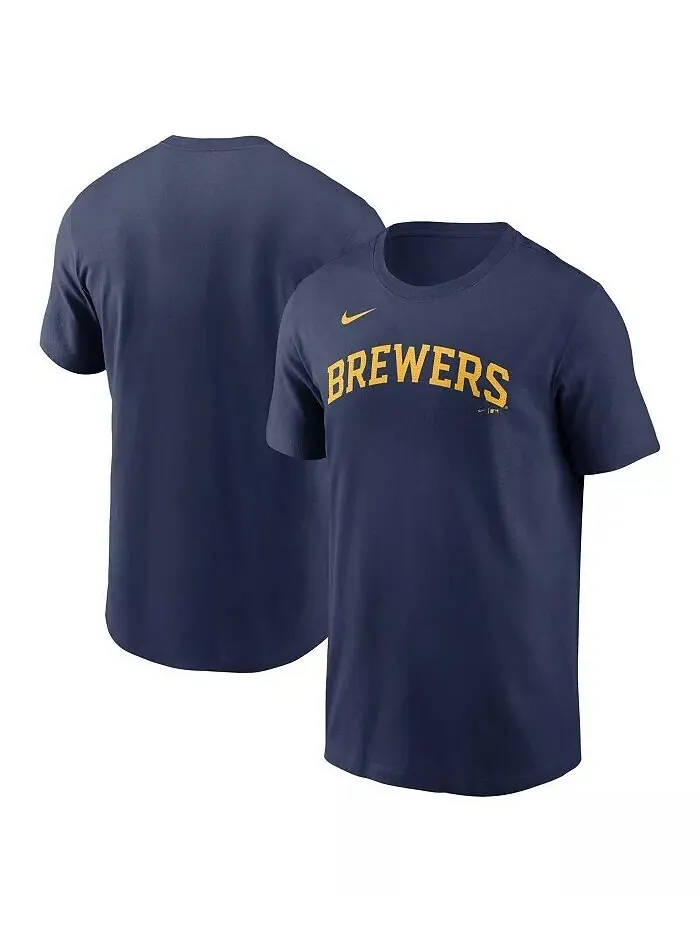 Мужская темно-синяя футболка с надписью Milwaukee Brewers Fuse Nike — изображение 1 из 3, темно-синий