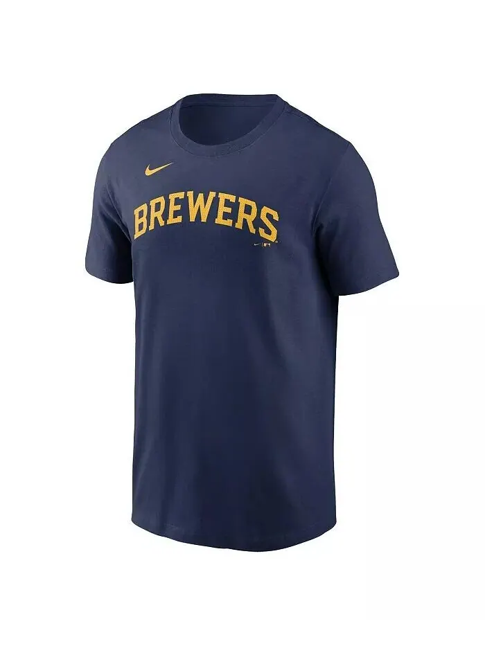 Мужская темно-синяя футболка с надписью Milwaukee Brewers Fuse Nike — изображение 2 из 3, темно-синий