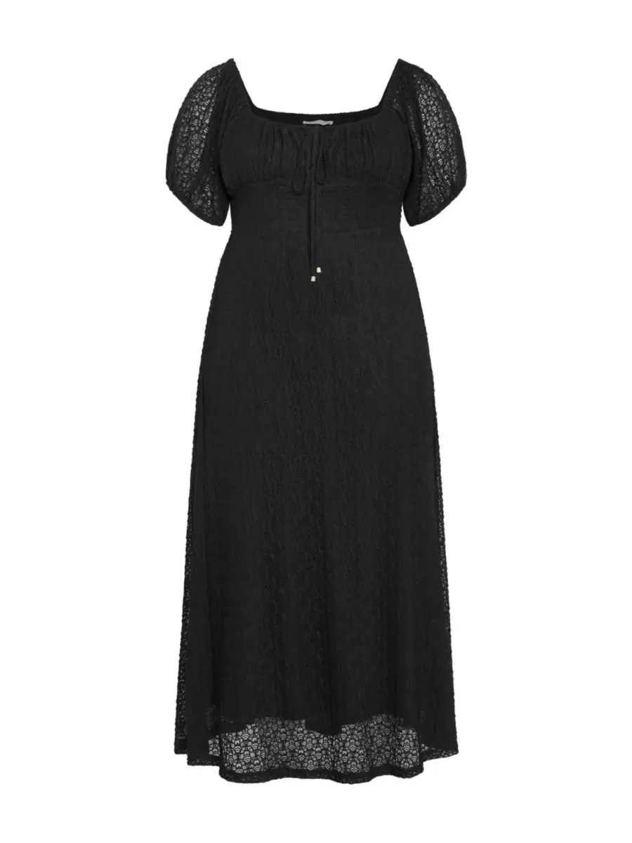 Платье миди с кружевными рукавами Lani Lace Short Sleeve Midi Dress CITY CHIC — изображение 4 из 5, черный