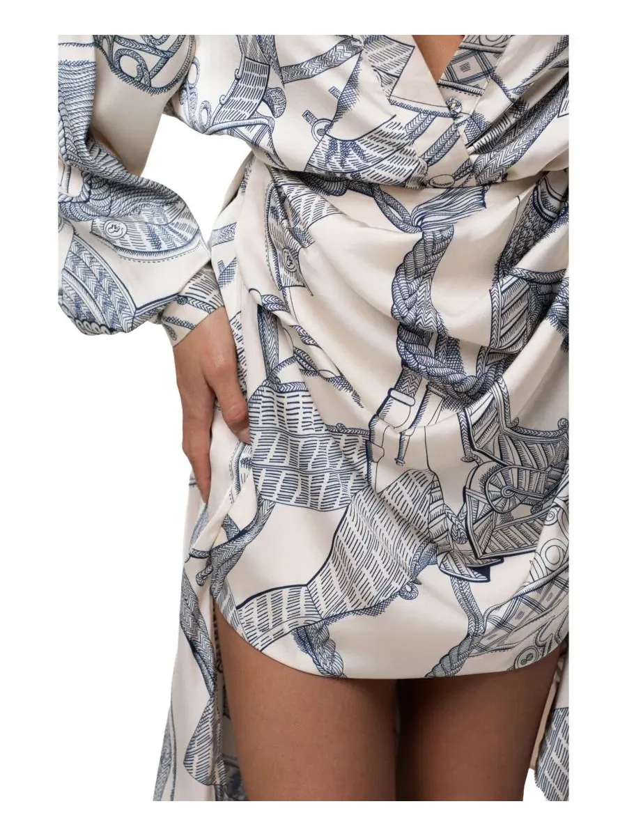Комплект из топа и юбки с абстрактным принтом, модель Print Ameena JLUXLABEL — изображение 6 из 10, слоновая кость
