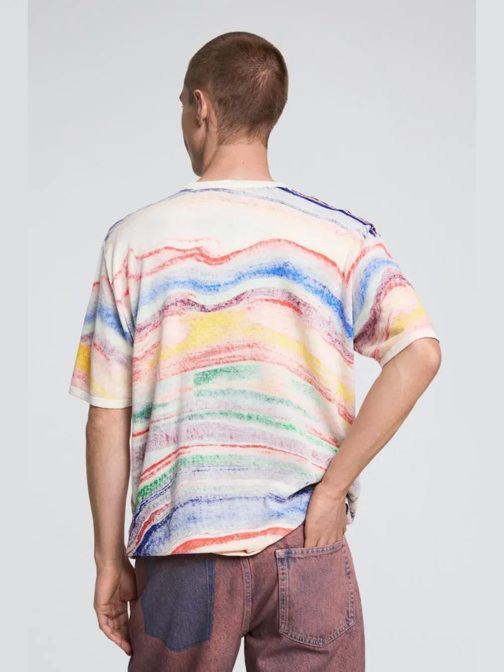 Мужская футболка с абстрактным принтом Desigual — изображение 5 из 5, серый