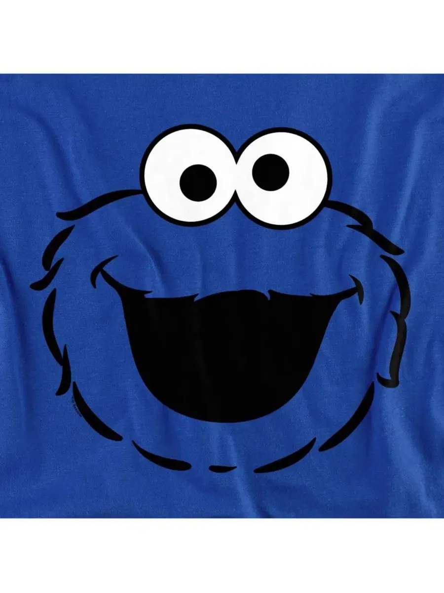 Футболка с принтом Cookie Monster Full Face Sesame Street — изображение 3 из 3, королевский
