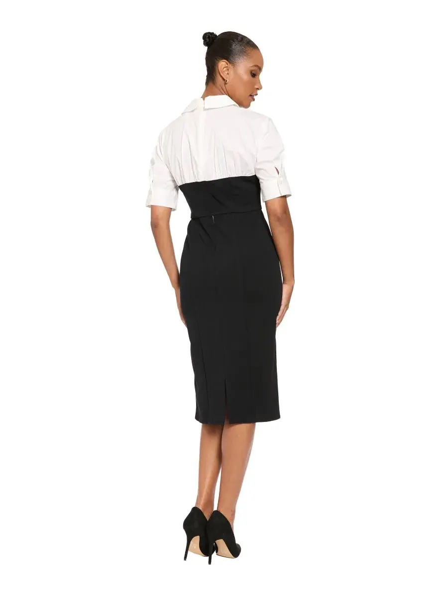 Платье-футляр без рукавов с V-образным вырезом, модель Petite Sheath Colorblock Short-Sleeve V-Neck — изображение 4 из 4