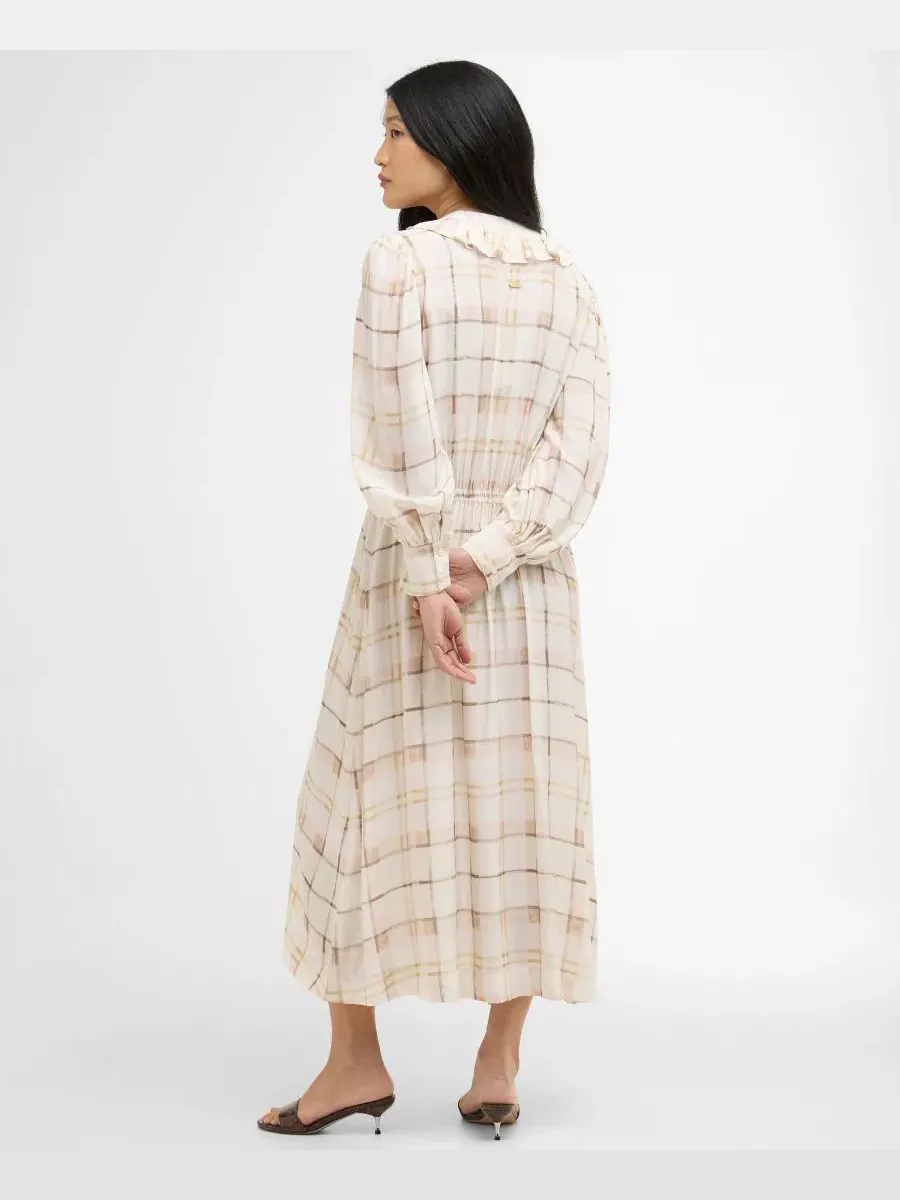 Платье миди Asker Oversized-Sleeve Barbour — изображение 4 из 5, серебристый