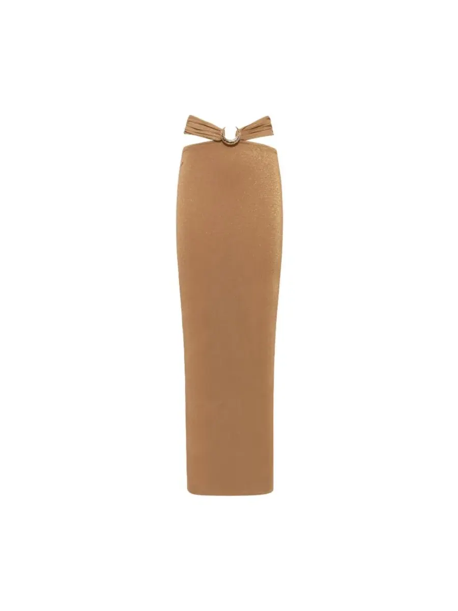 Юбка миди с вырезами и аксессуарами Maja Midi Skirt Luna B — изображение 2 из 5, бежевый