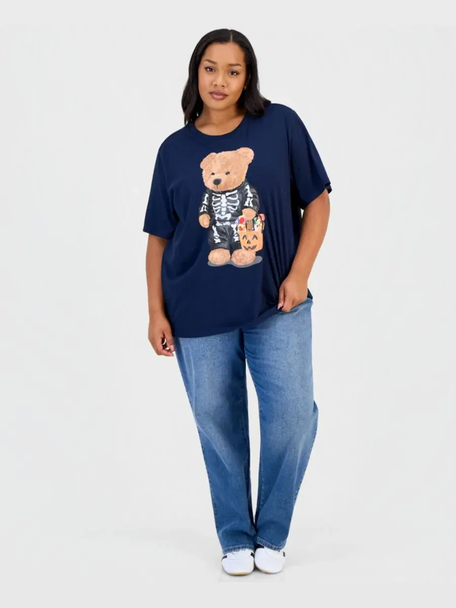 Футболка с принтом медвежонка Trick-Or-Treat Teddy Bear Grayson Threads, The Label — изображение 3 из 4, синий