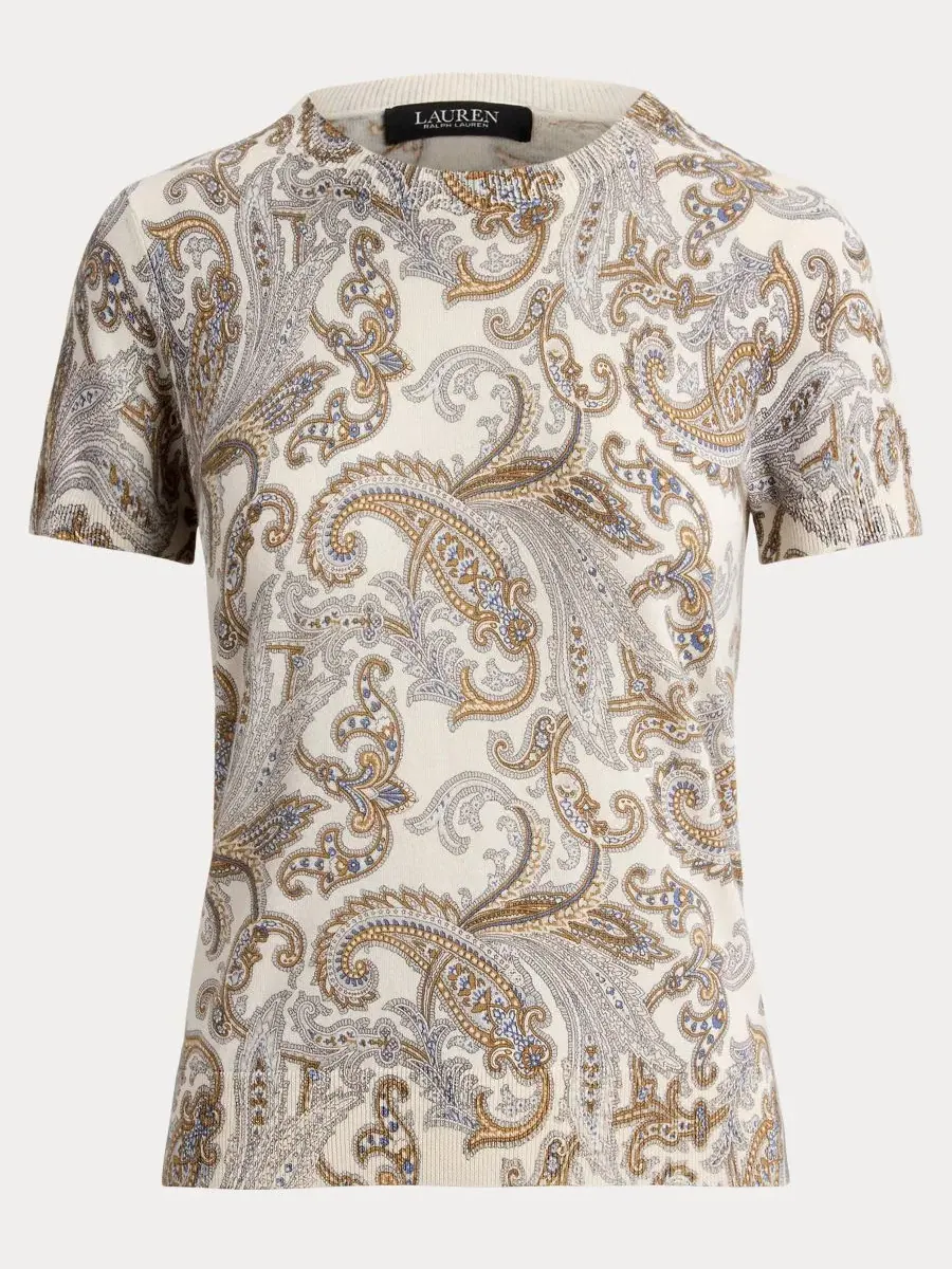 Женский свитер с коротким рукавом, с принтом пейсли, модель Paisley Short-Sleeve Sweater Lauren — изображение 6 из 6