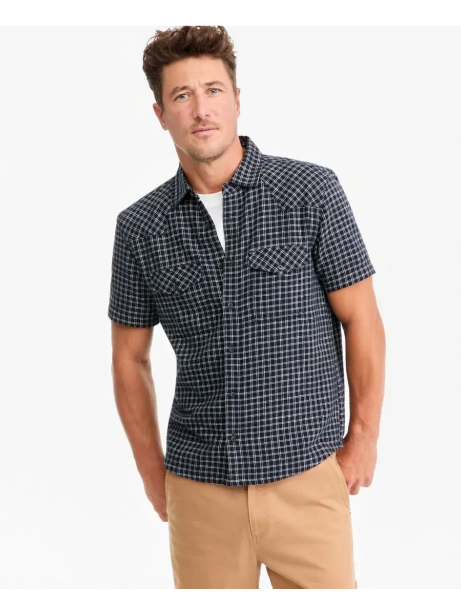 Мужская рубашка с коротким рукавом в мелкую клетку Alfredo Mini Check Sun + Stone